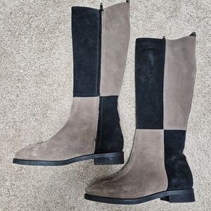 Chic Two-Tone Over the Knee Boots